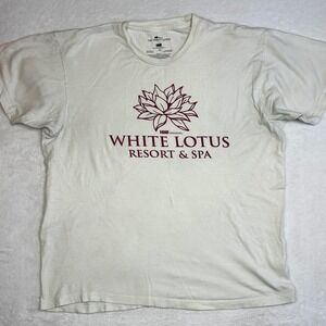 HBO The White Lotus Resort & Spa Graphic T-Shirt Mens XL Cream Maroon Logo Tee